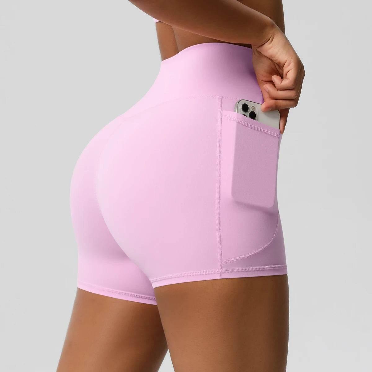 Women Sports Short With PocketedYoga Legging Shorts Squat Proof High Waist Fitness Tight Shorts Quick Drying Cycling Workout Gym - Empire P.E