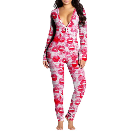 Women's Valentine's Day Printed Jumpsuit - Empire P.E