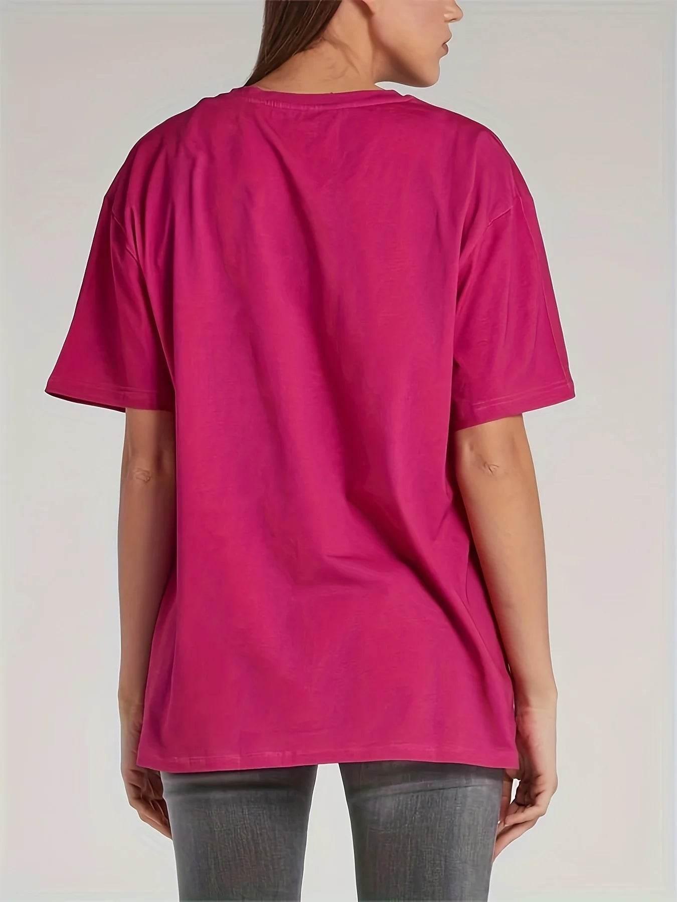 Plus size women's spring & summer simple fashion basic versatile polyester fiber with elastic solid color short-sleeved T-shirt。 - Empire P.E