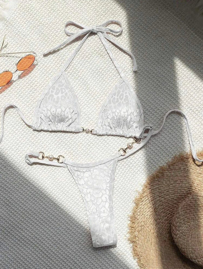 Sexy Leopard Velvet Mini Micro Thong Bikinis