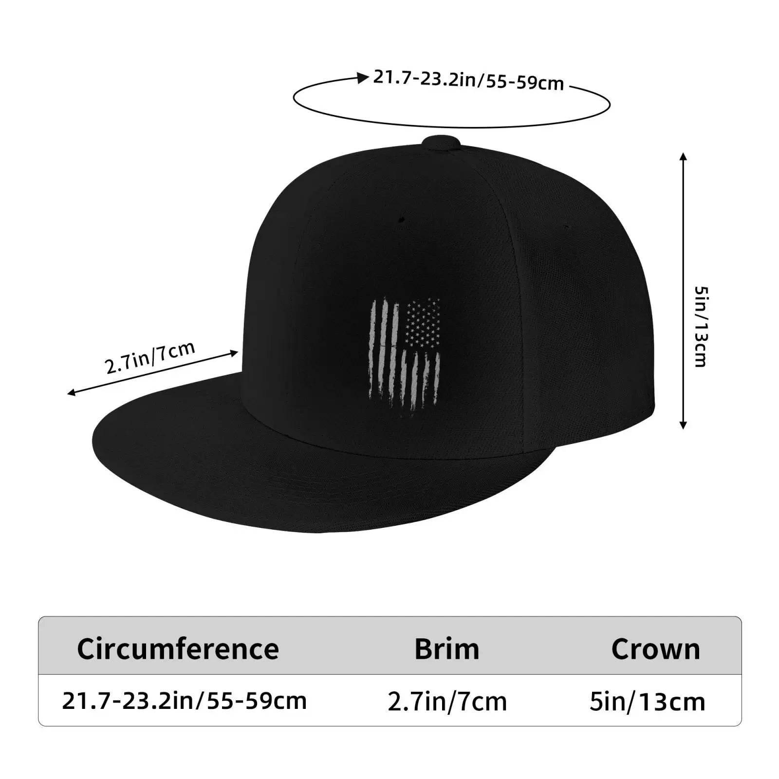 Vintage Black American Flag Snapback Hats for Men Baseball Cap Adjustable Flat Bill Trucker Dad Gift,Husband,Boy Friend - Empire P.E