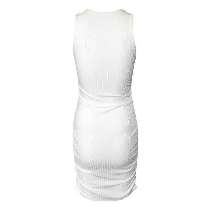 Sexy Stripes Thread Knitting Slim Bodycon Dress Women Sleeveless Solid Color Skinny Mini Dress Elegant Club Party Vestidos - Empire P.E