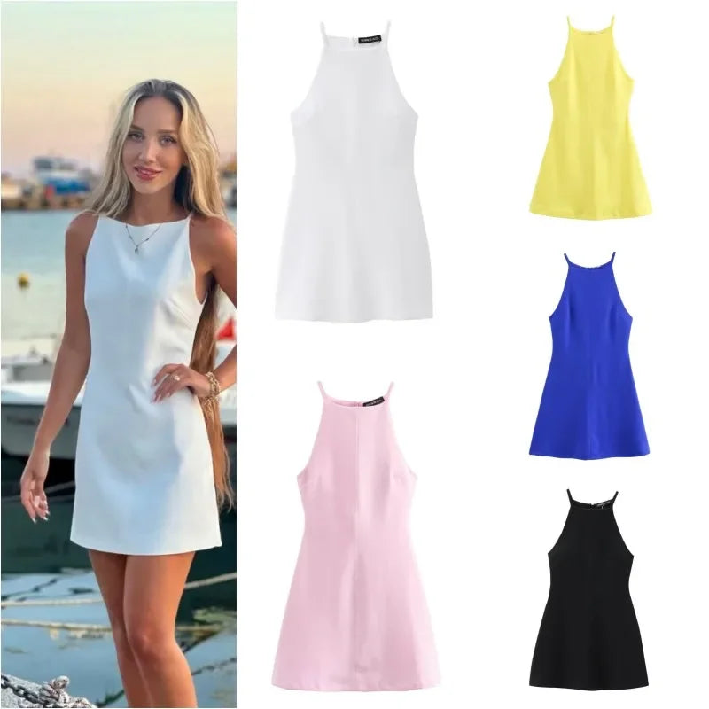 Interlock halter Dress 2024 TRAF's new sexy sleeveless - Empire P.E
