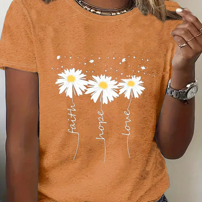 2024 New Women's Flower Print Party T-shirt