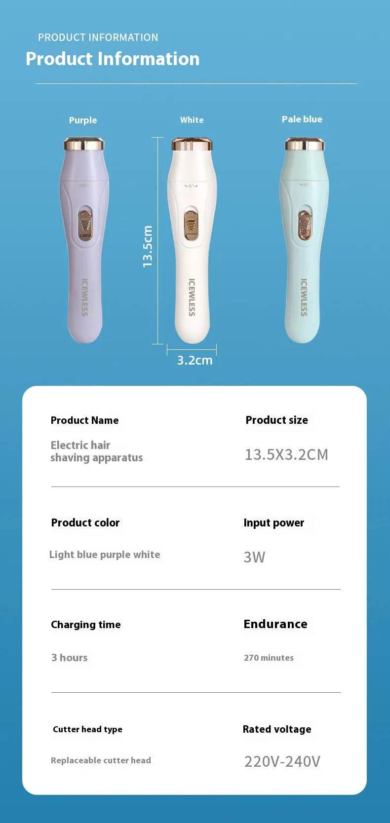 Electric Hair Trimmers for Women Waterproof Razor Painless Private Body Hair Removal Device shaver Bikini Arm Leg Face Shaving - Empire P.E