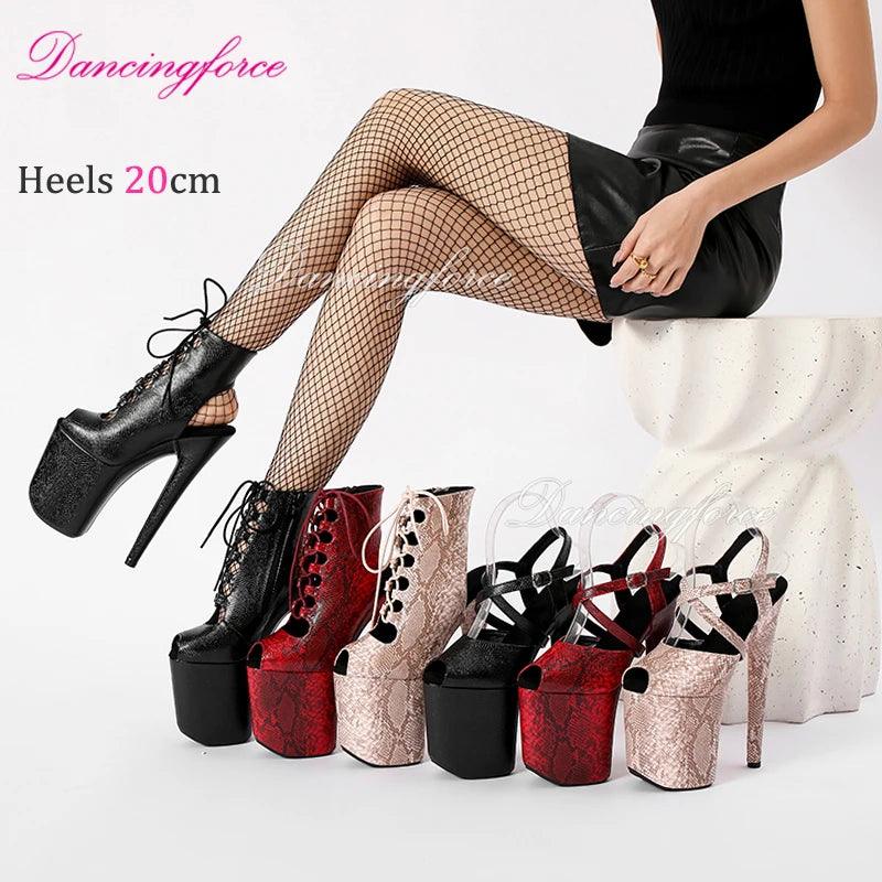 20CM/8inches Snake Print Stripper Pole Dance Shoes - Empire P.E
