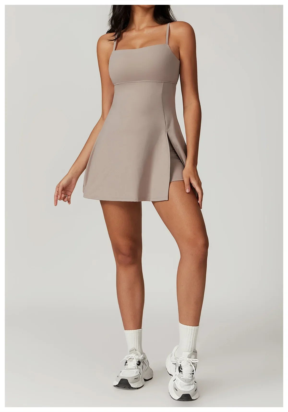 Skinny One-piece Tennis Dress Outdoor Slim-fit Shock-proof Hollow Out Backless Running Fitness Yoga Clothes Tights Tennis Skirt - Empire P.E
