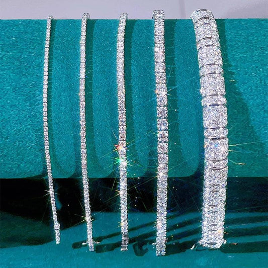 3mm 4mm D Color Moissanite Tennis Bracelet Full Diamond GRA 925 Sterling Silver - Empire P.E