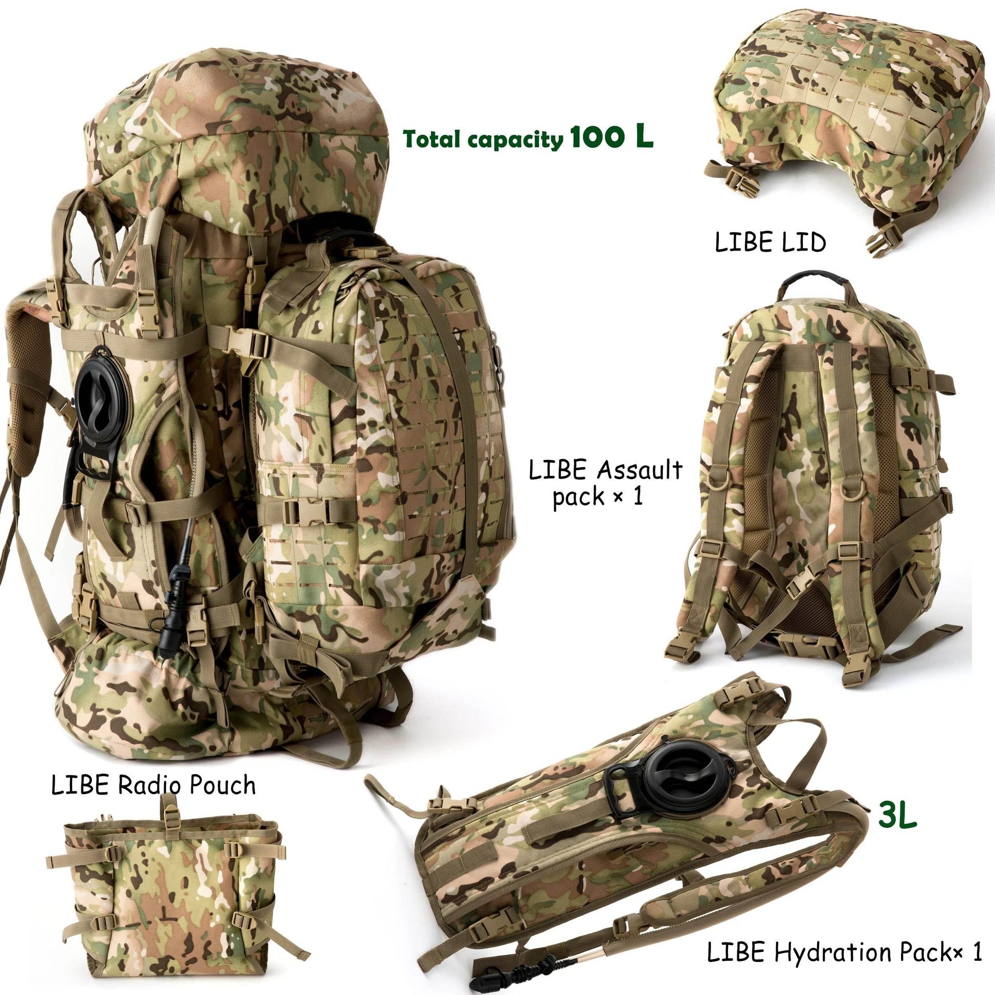 Military ILBE Army Large Rucksack with Detacheable Tactical Assault Backpack - Empire P.E