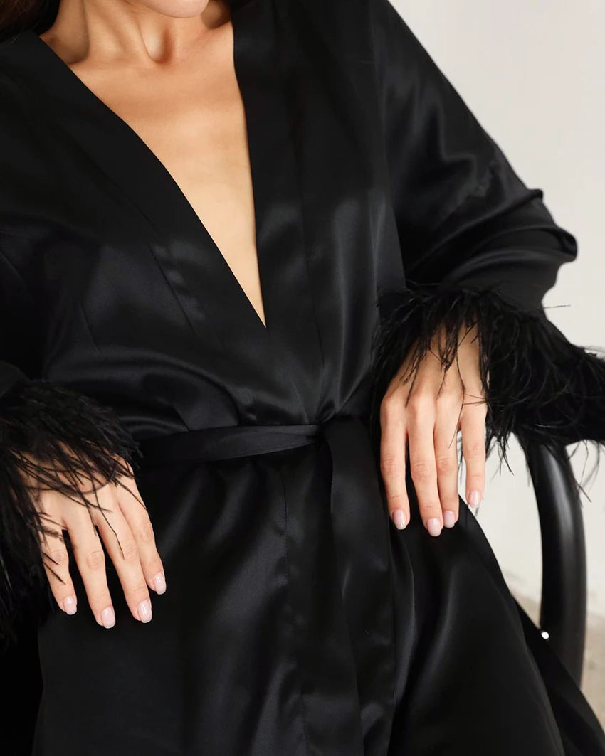 Satin Sexy Mini Dress Robe - Empire P.E
