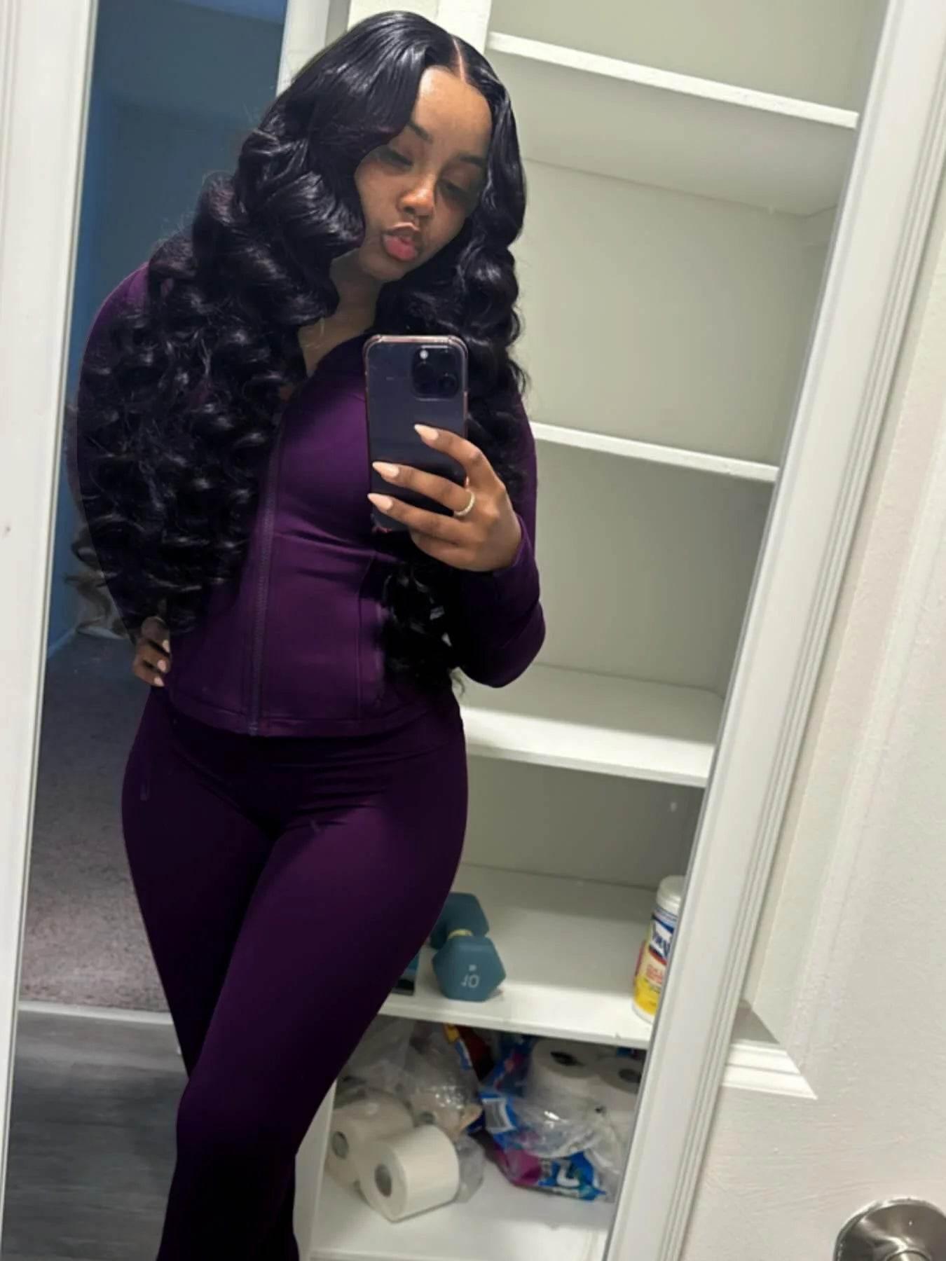 Women 2 Two Piece Outfits Casual Sports Workout Sets Bodycon Tracksuit Long Sleeve Zip Up Jacket Jogger Matching Sweat Pants Set - Empire P.E