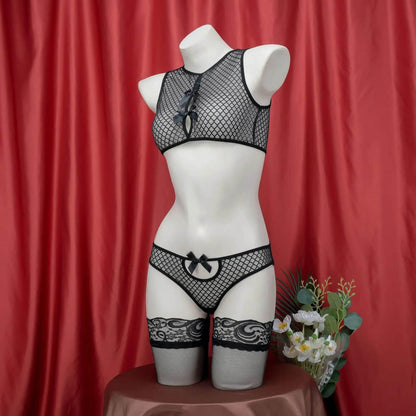 New Black Mesh Bikini Hollow Out Fishnet - Empire P.E