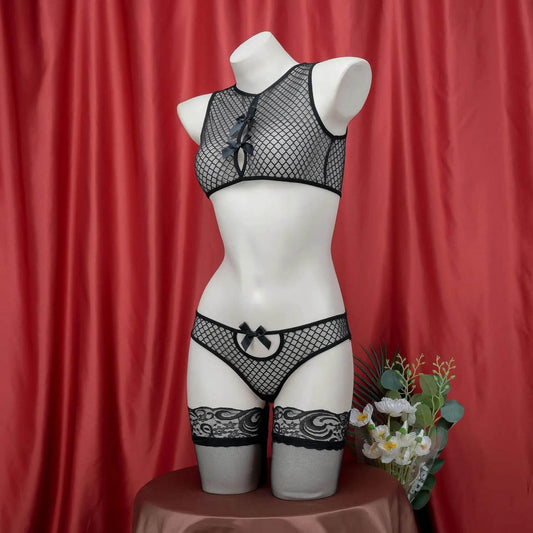 New Black Mesh Bikini Hollow Out Fishnet - Empire P.E