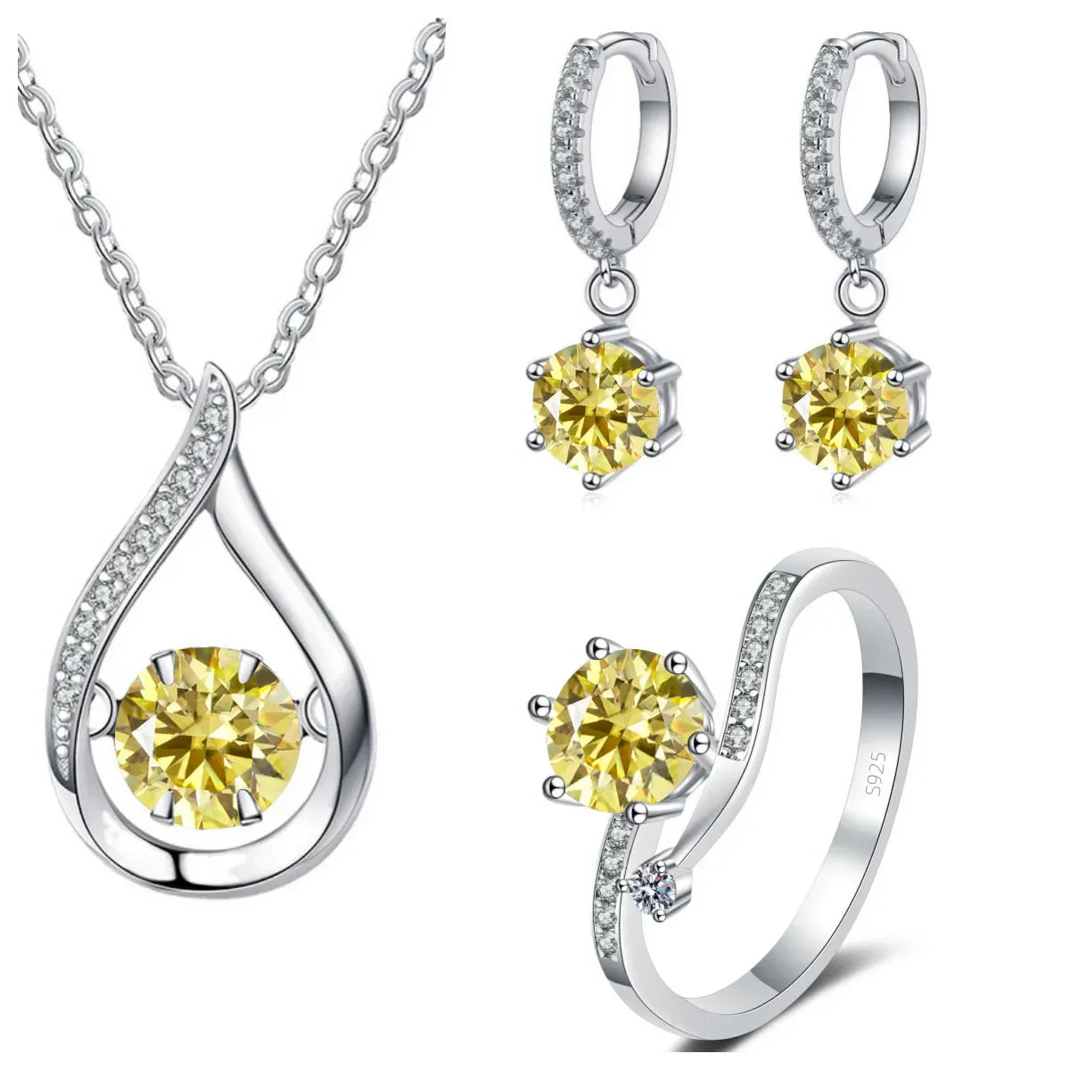 Real 925 Silver Moissanite Jewelry Set - Empire P.E