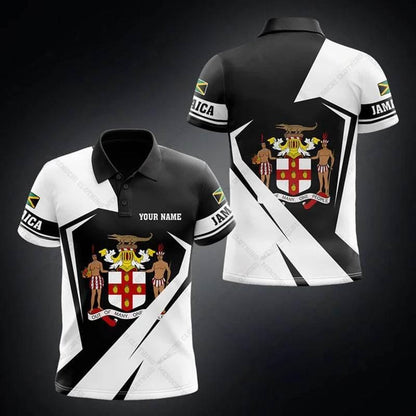Jamaica Flag & Coat of Arms Customized Polo Shirt Summer Casual Streetwear Men's Fashion Loose Jersey Plus Size Sportswear - Empire P.E
