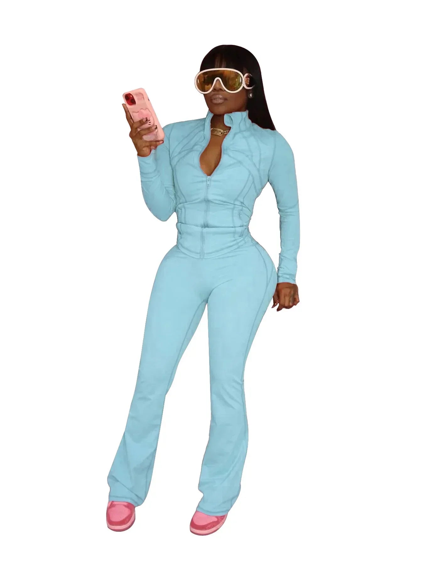 Casual Women's Long Sleeve Tight Fitting Sports Clothing 2-Piece Set - Empire P.E