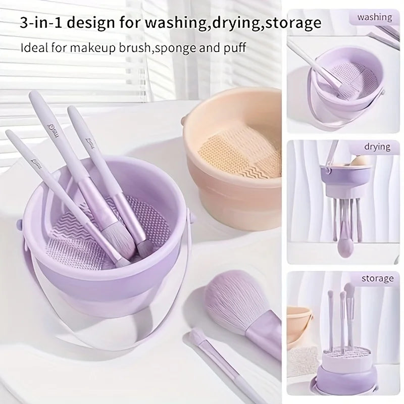 3-In-1 Silicone Makeup Brush Cleaner Mat & Drying Rack