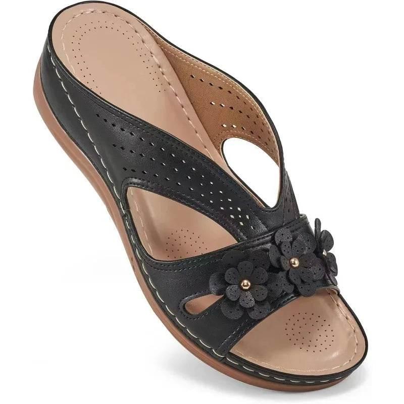 New Women's Slippers Casual Flower Hollow Wedge - Empire P.E