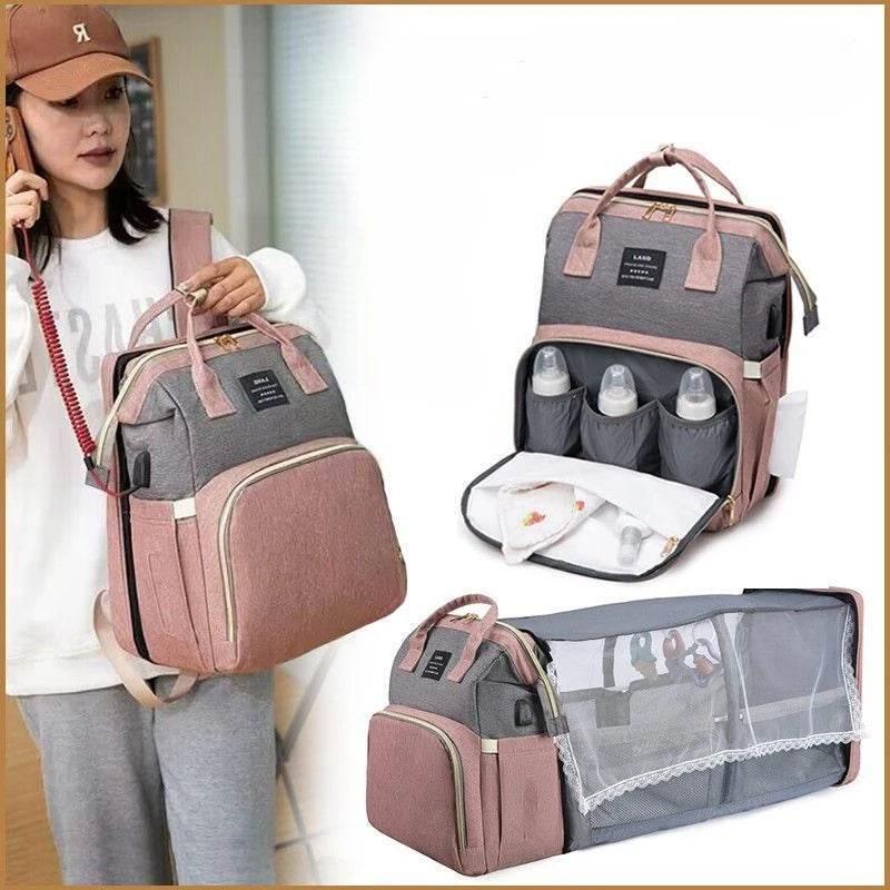 New Multifunctional Mother and Baby Bag Mom Bag Bottle Backpack Folding Sleeping Changing Bag Diaper Backpack - Empire P.E