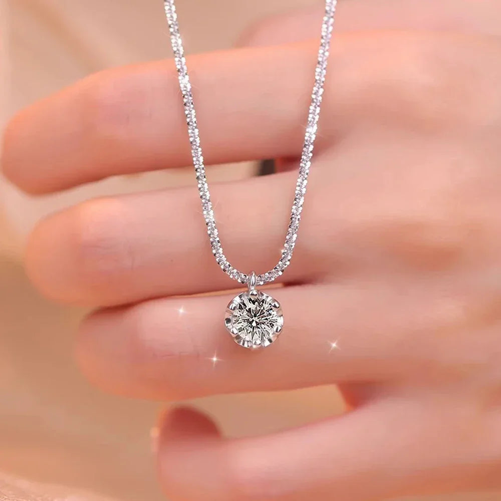 Moissanite Necklaces for Women 925 Sterling Silver Sparkling Cauliflower Chain with 2CT Diamond Pendant - Empire P.E