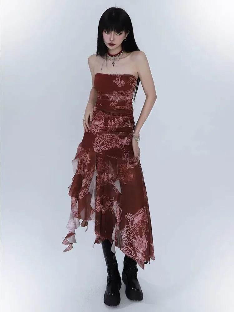 Sexy Dresses for Women 2025 Vestidos De Mujer Tunic Print Sleeveless Backless Robe Femme Fashion Summer Irregular Chiffon Dress - Empire P.E