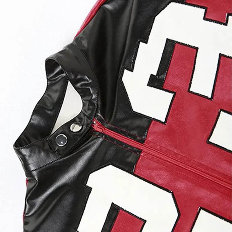 Streetwear Fashion Women Faux Leather New Jacket Letter Print Autumn Casual Sporty Wild Streetwear Uniform Trend Lady Crop Coat - Empire P.E