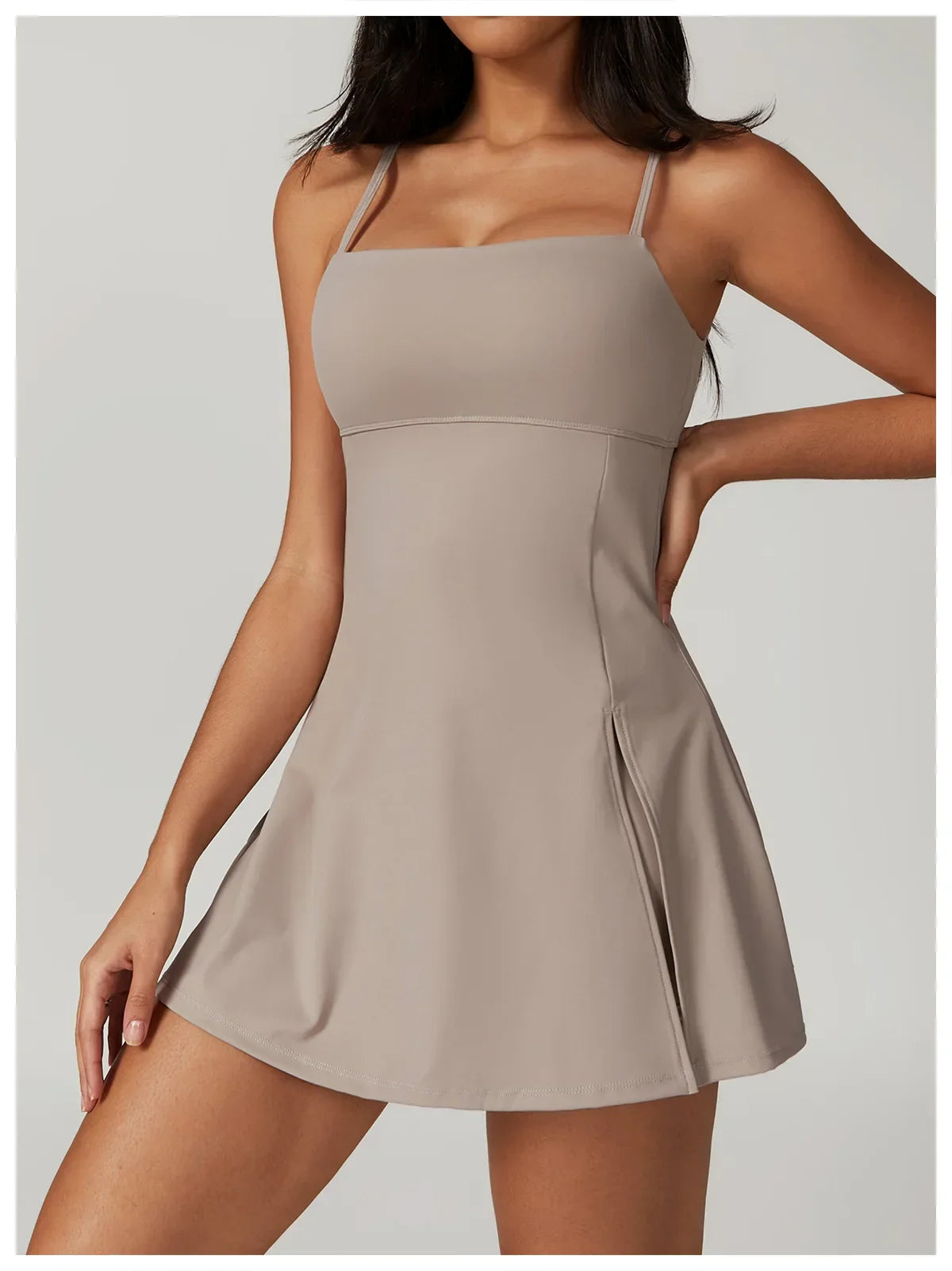 Skinny One-piece Tennis Dress Outdoor Slim-fit Shock-proof Hollow Out Backless Running Fitness Yoga Clothes Tights Tennis Skirt - Empire P.E
