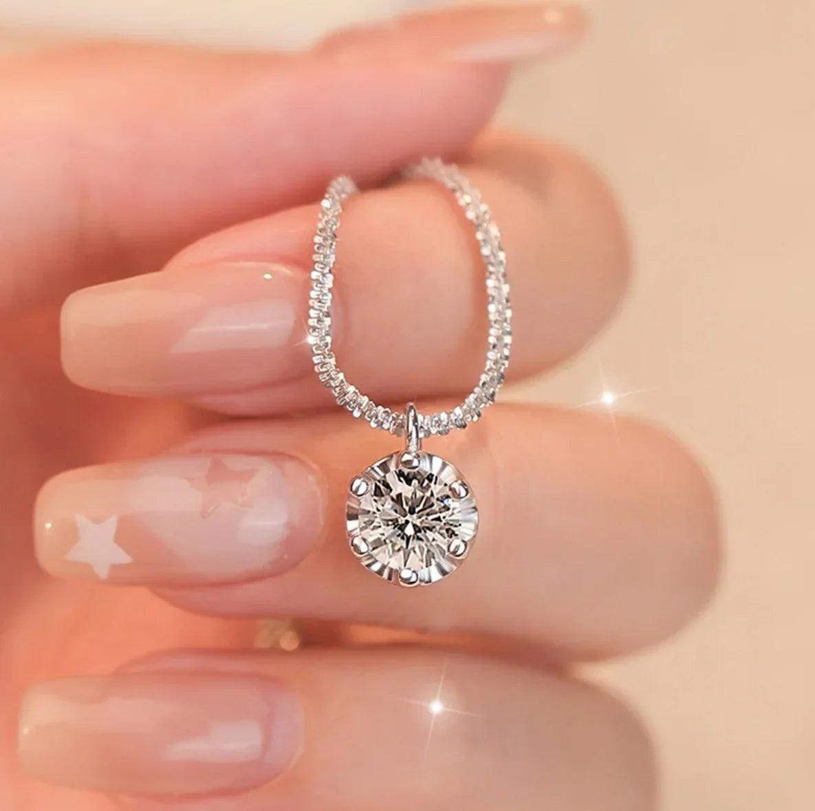 Moissanite Necklaces for Women 925 Sterling Silver Sparkling Cauliflower Chain with 2CT Diamond Pendant - Empire P.E