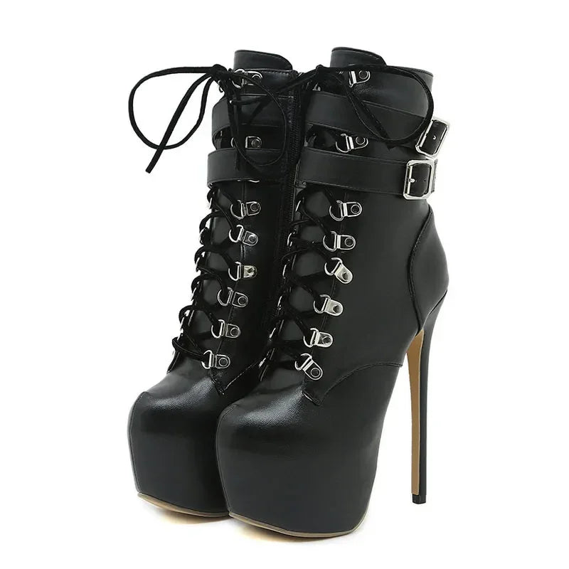 Buckle Strap 16.5 CM Extreme High Heels Platform Boots - Empire P.E