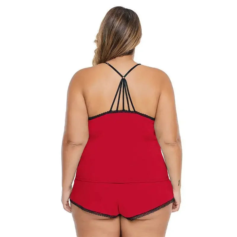 Plus Size Lace Camisole Tops+Short Pants - Empire P.E