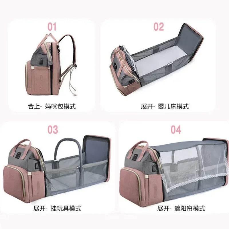 New Multifunctional Mother and Baby Bag Mom Bag Bottle Backpack Folding Sleeping Changing Bag Diaper Backpack - Empire P.E