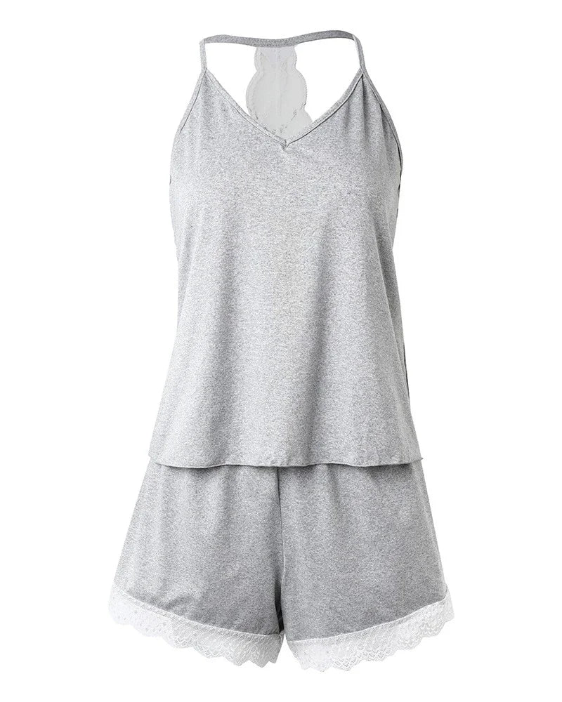 Women's Crochet Lace 2 Pieces Pajamas Set - Empire P.E