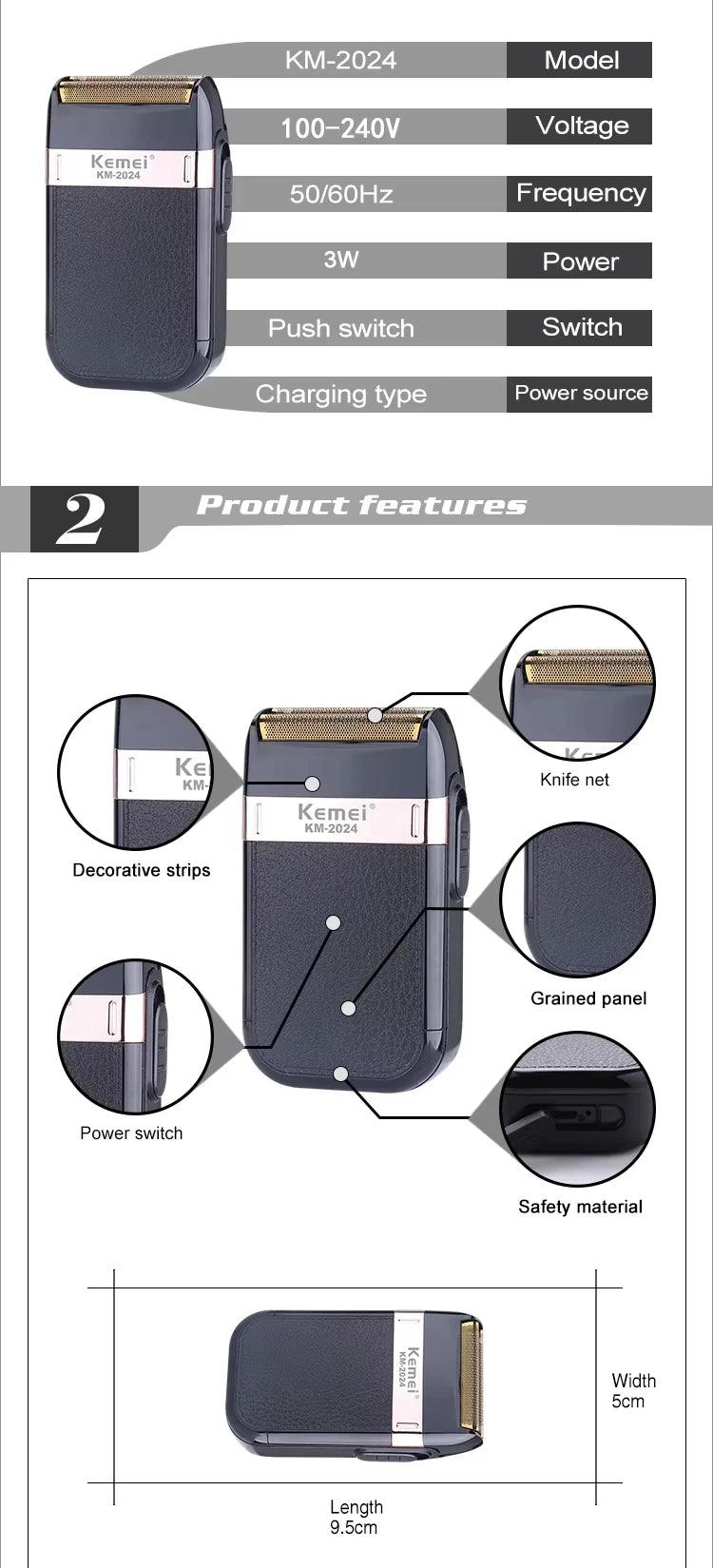 Kemei KM-2628 KM-678 KM-2024 Professional Electric Hair Clippers Rechargeable - Empire P.E