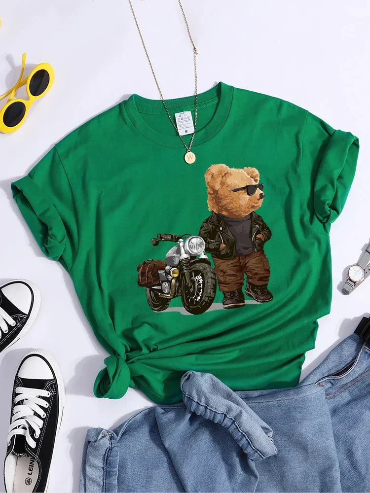 Motorcycle Teddy Bear Wearing Sunglasses Tshirt - Empire P.E
