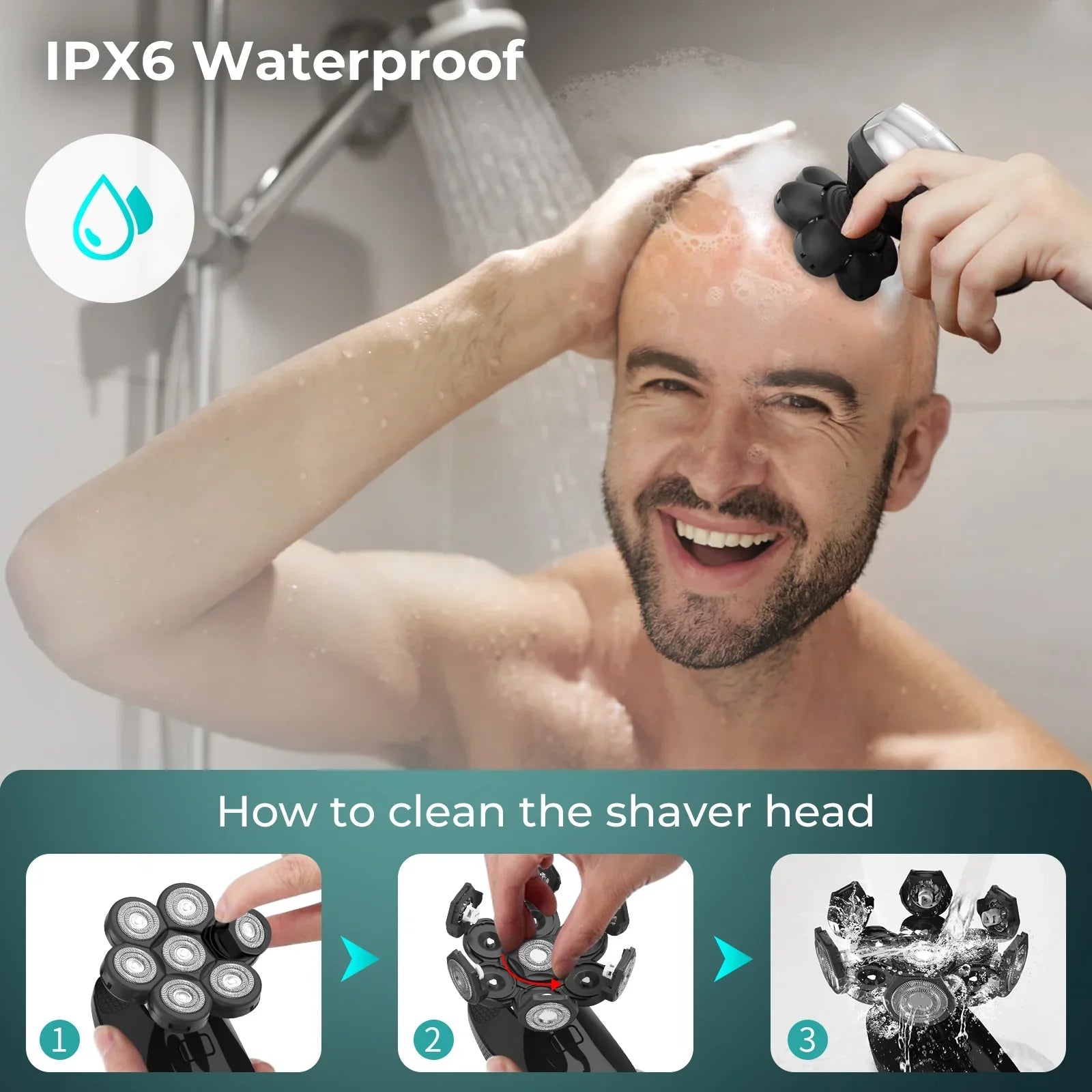 Kensen 5 In 1 Electric Shaver 7D Floating Cutter Head Rechargeable Shaver Kit For Men IPX6 Waterproof Beard Trimmer head shavers - Empire P.E