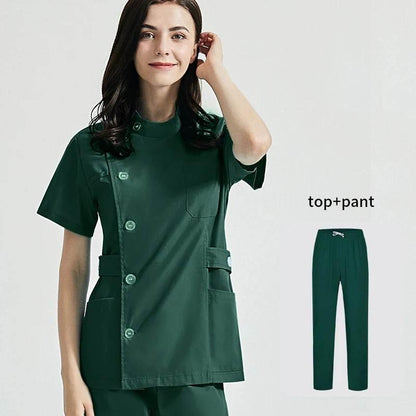 Niaahinn Health Services Scrubs Set Uniforms V-Neck Beauty Salon Work Uniform Women Sets Pet Grooming Institution Scrubs Coat - Empire P.E