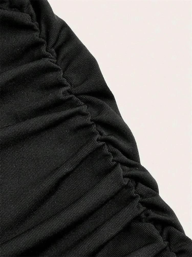 Solid Bodycon Ruched Long Skirt Women Sexy Black Elastic Elegant High Waist Mermaid Maxi Skirts Summer Streetwear 2024 - Empire P.E