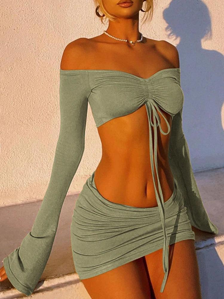 Women Matching 2 Piece Set Long Sleeve Drawstring - Empire P.E