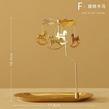 Tray Rotating Candlestick Scented Candle Romantic Walk Horse Lamp