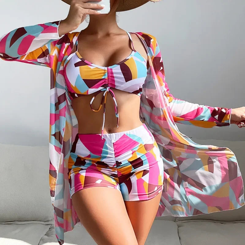 2025 Print Three-Piece Swimsuits Tankini Sets