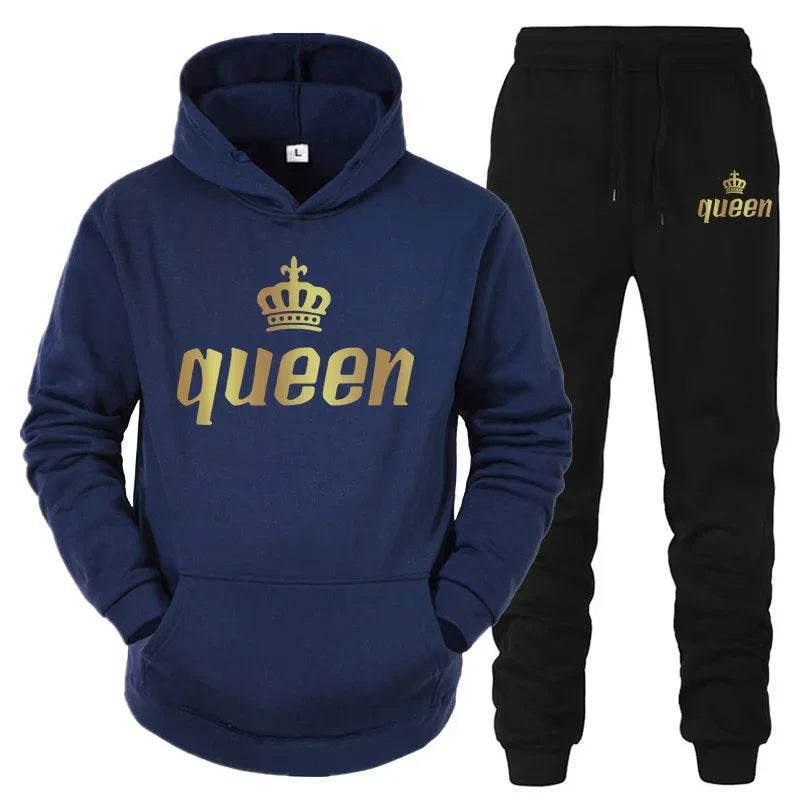 King And Queen Couple Outfit Hoodie and Jogger Pants High Quality Men Women Daily Casual Sport Jogging Suit King Queen Tracksuit - Empire P.E