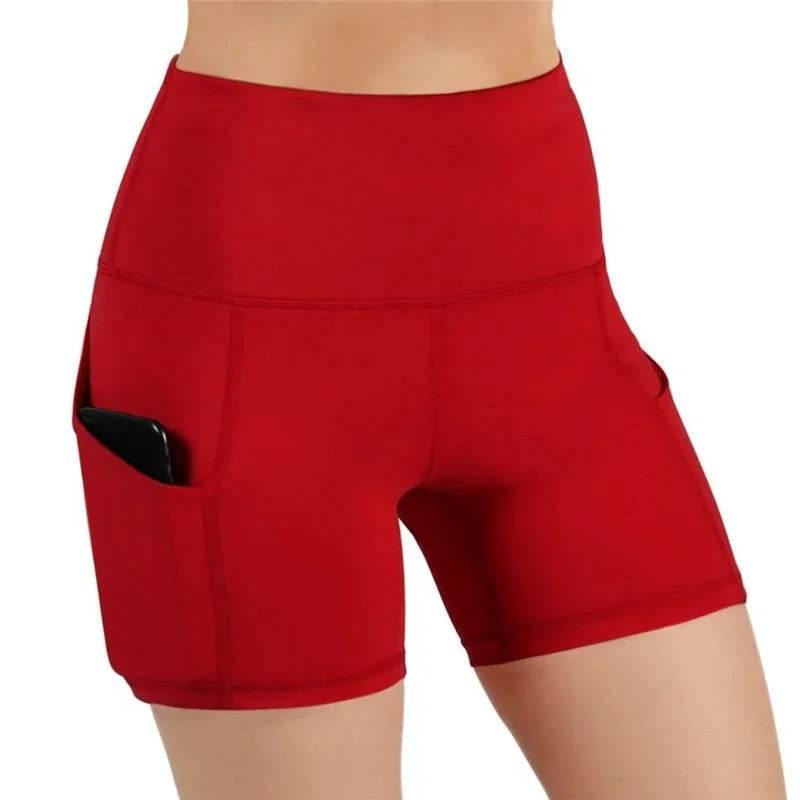 Women's Sports Shorts Biker Short Pocket High Waist Yoga Legging Fitness Tights Women Cycling Athletic Gym Running Yoga Shorts - Empire P.E