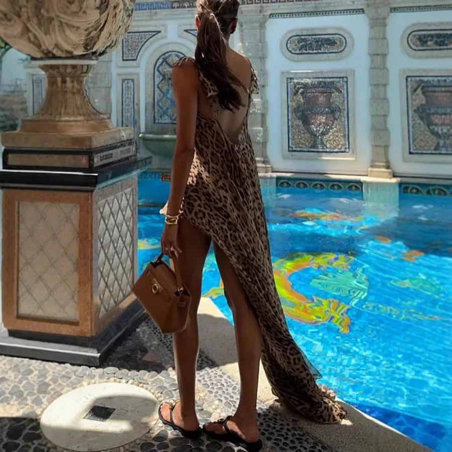 Women's 2025 Leopard Print Dress Set - Empire P.E