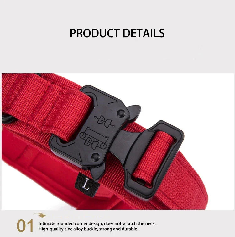 Pet Dog Collar Leash Set Nylon Material Durable Dog Collar Reflective Leash Pet Tactical Training Dog Collar Large Dog Leash Set - Empire P.E