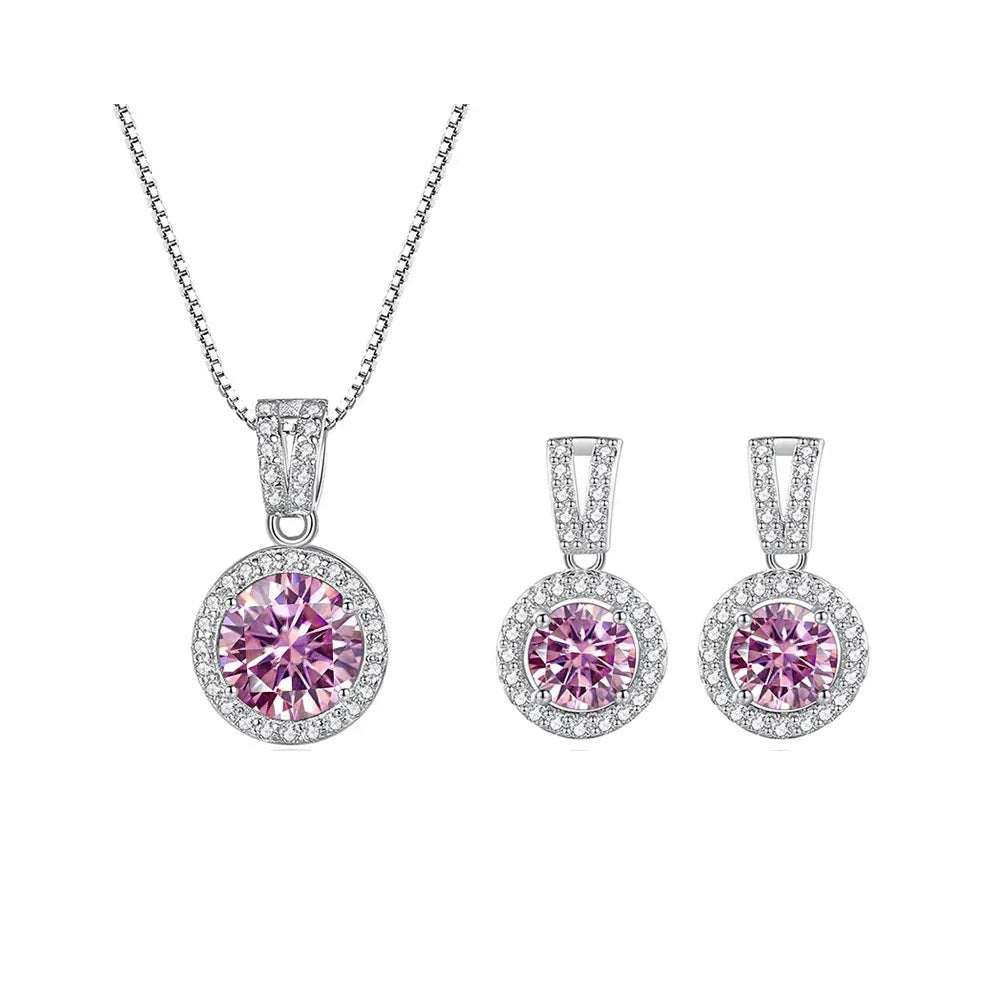 2ct total Moissanite Jewelry Set Sterling Silver 925 Necklace Earrings - Empire P.E