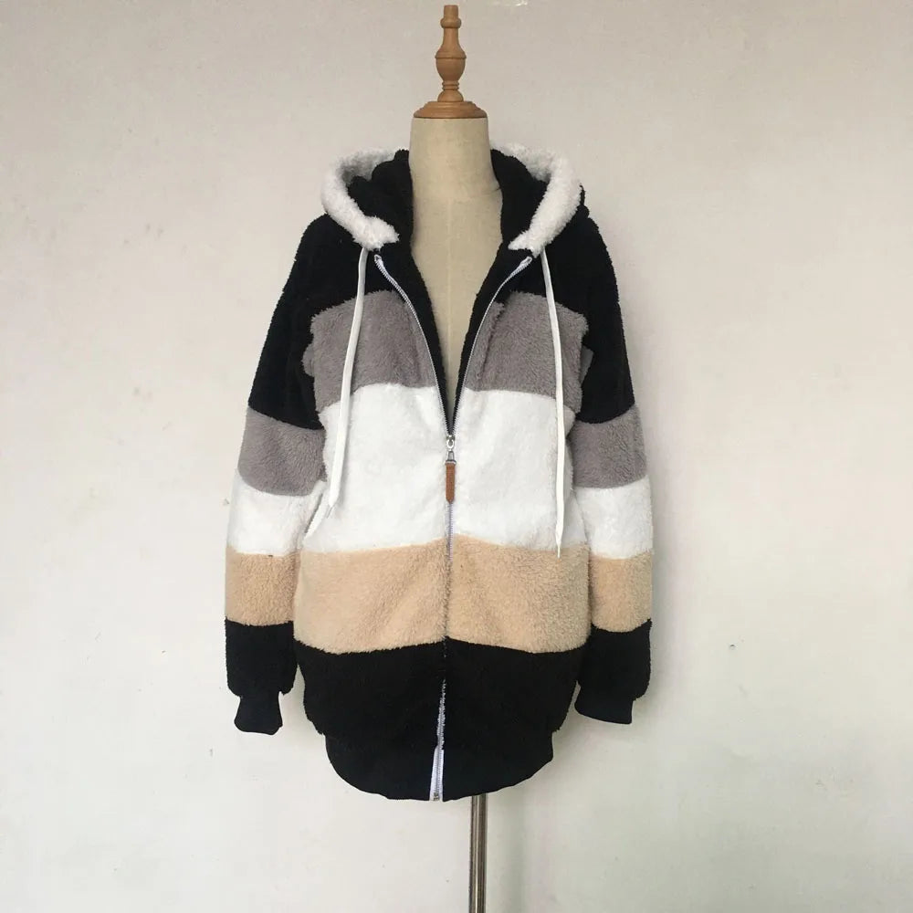 Women's Spring and Autumn Plus Size Long Teddy Bear Coat