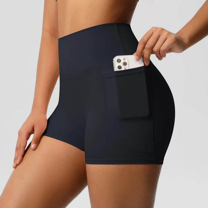 Women Sports Short With PocketedYoga Legging Shorts Squat Proof High Waist Fitness Tight Shorts Quick Drying Cycling Workout Gym - Empire P.E