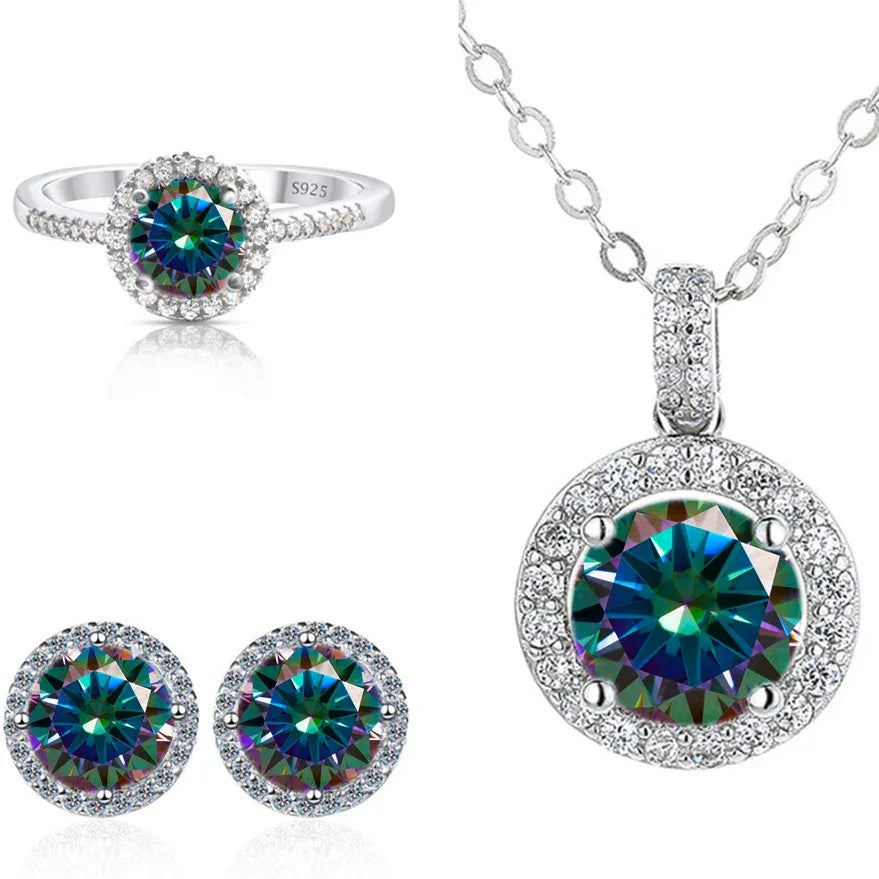 Real Round 6.5mm Moissanite Jewelry Set 925 Sterling Silver - Empire P.E