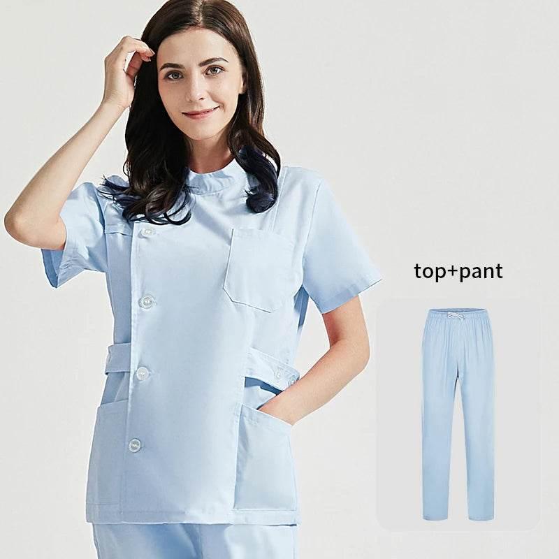 Niaahinn Health Services Scrubs Set Uniforms V-Neck Beauty Salon Work Uniform Women Sets Pet Grooming Institution Scrubs Coat - Empire P.E