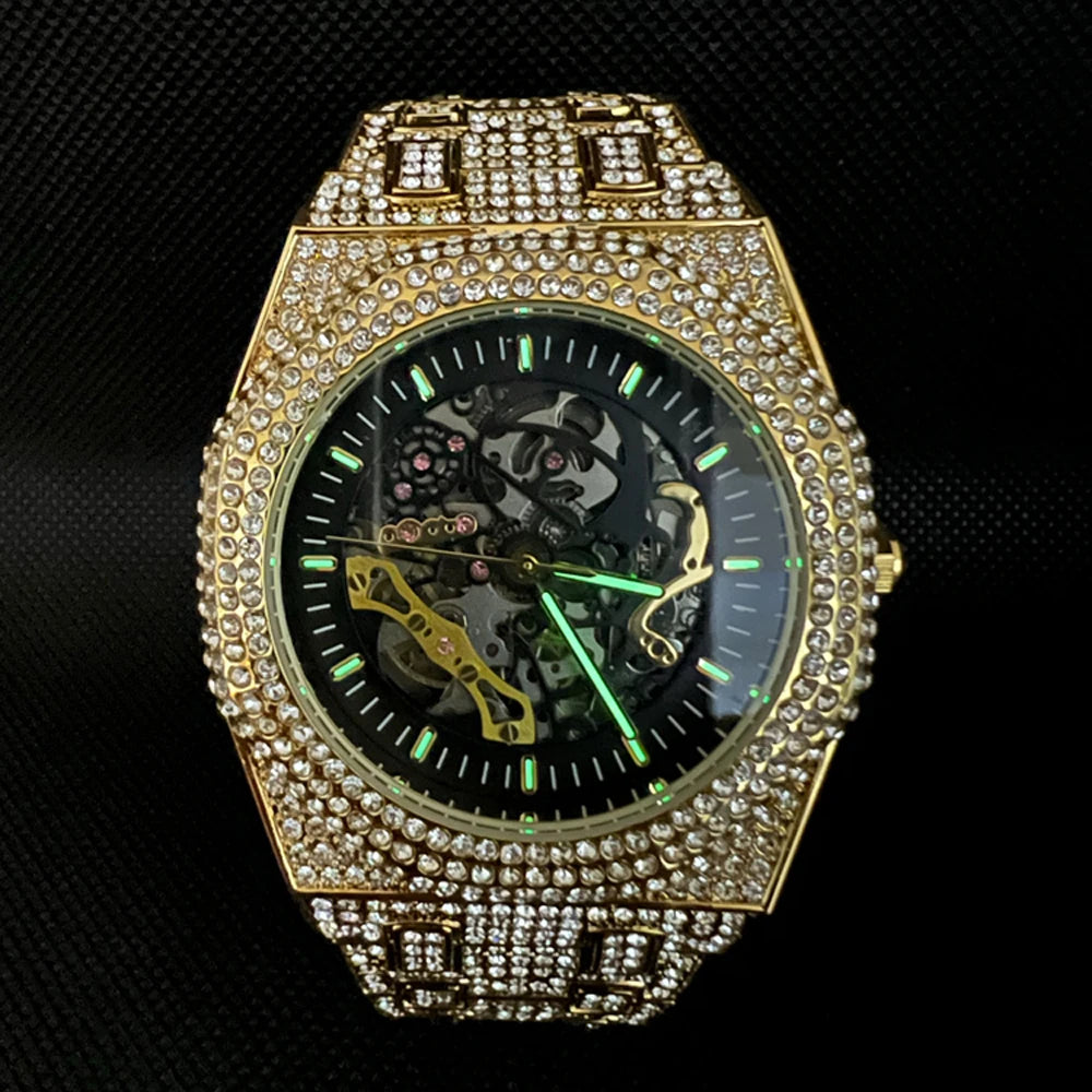 Men's Luxury Full Ice Out  Hip Hop Tourbillon Watches